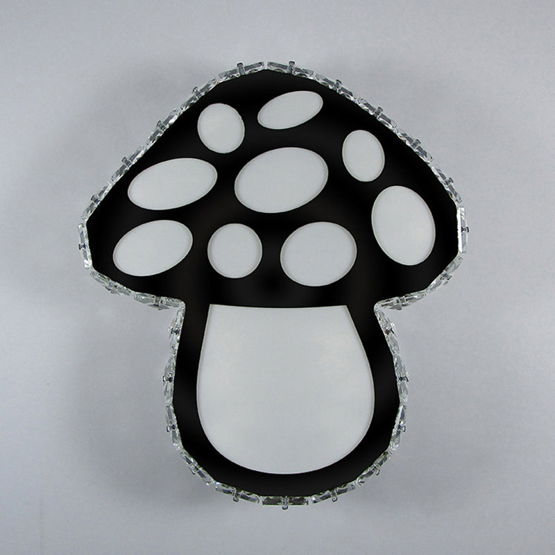 Minimalist Crystal Led Mushroom Wall Sconce In Black - Bedside Surface Mount Lighting 2 Color Light