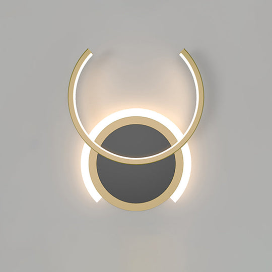 Nordic Led C-Shaped Wall Sconce In Gold For Bedroom - Warm/White Light