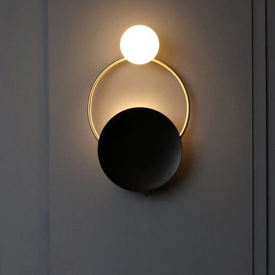 Modern Led Metal Wall Mounted Light Fixture In Black With White/Yellow Lighting