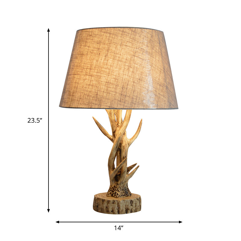 Tapered Beige Table Light With Tree Branch Design - Traditional Desk Lighting