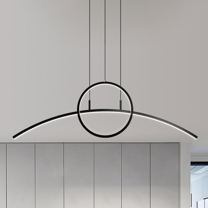 Modern Black Aluminum Arch Chandelier: Led Island Lamp With Ringed Design