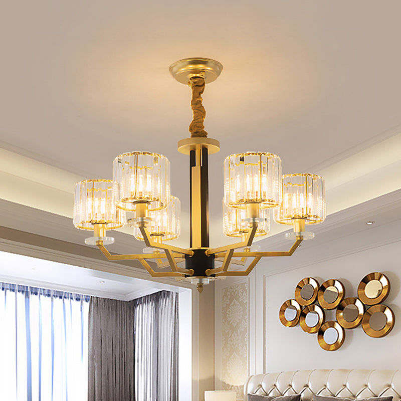 Gold Modernist Chandelier With Hand-Cut Crystal Cylindrical Pendant Lights - 3/6 For Bedrooms 6 /