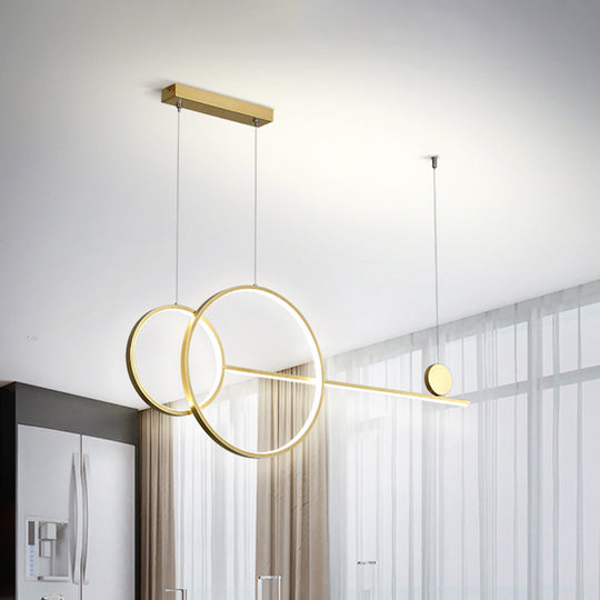 Nordic Led Acrylic Chandelier Lamp With Black & Gold Line Design For Circular Island Lighting