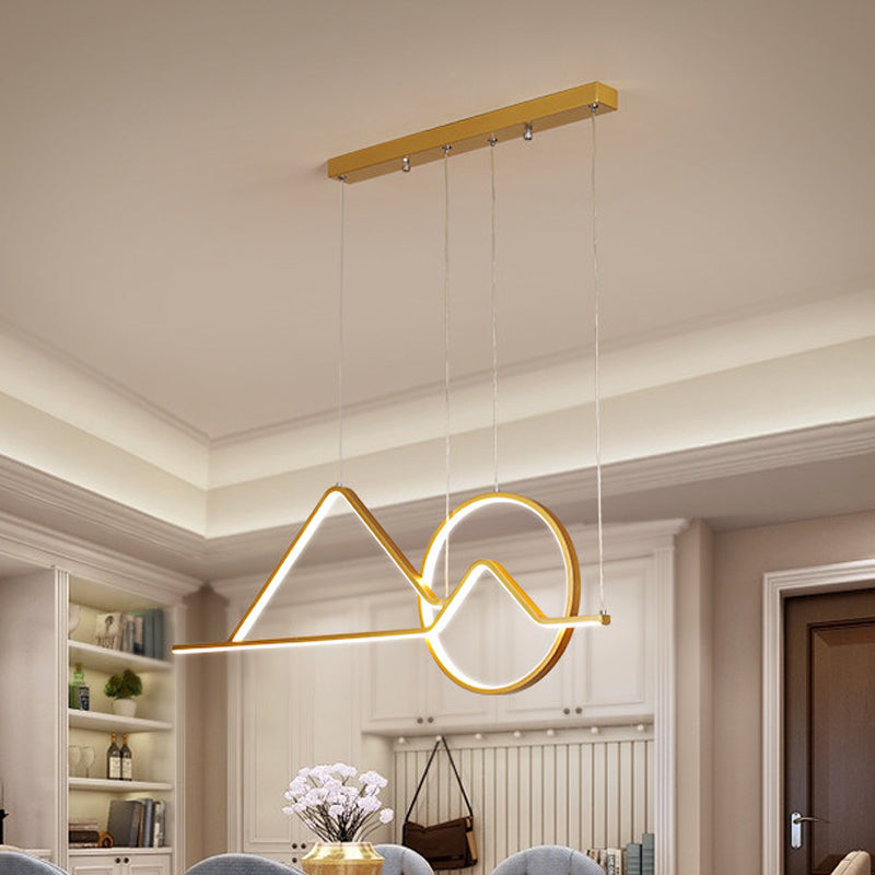 Contemporary Black/Gold Led Pendant Chandelier For Dining Room: Sunset Metallic Island Hanging