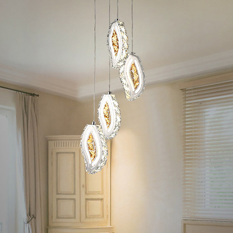 Simple Style Faceted Crystal LED Ceiling Lamp - Silver Multi Pendant Light for Dining Room