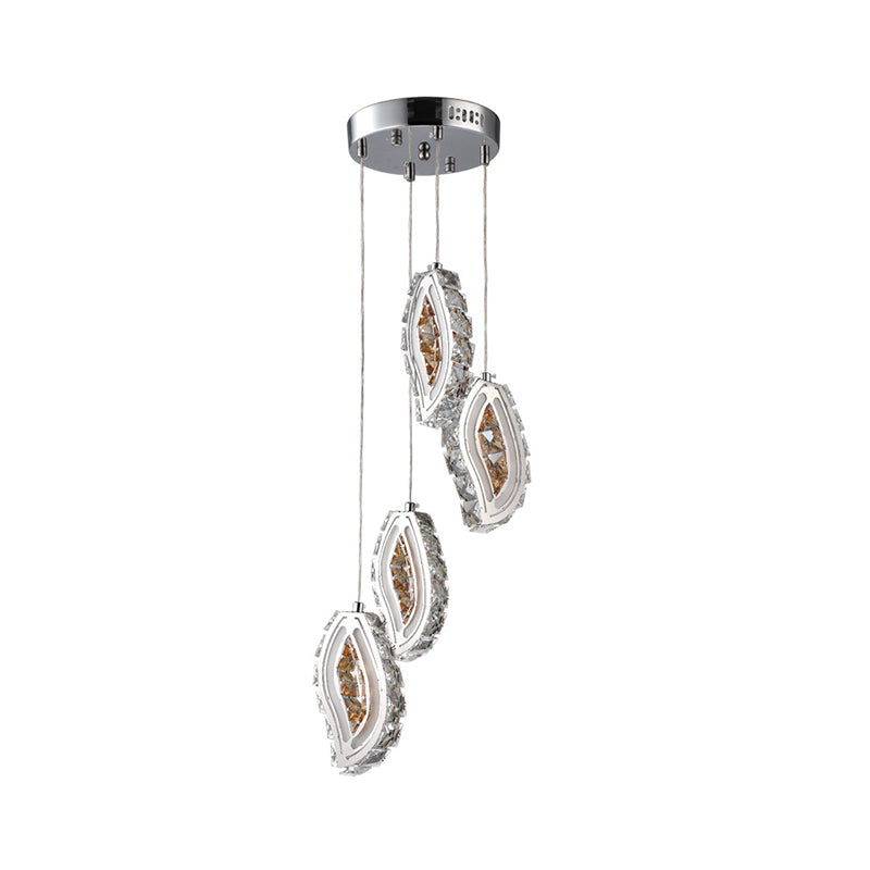 Faceted Crystal Led Pendant Ceiling Light In Simple Silver Style For Elegant Dining Rooms