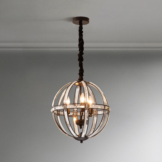 Simplicity Global Crystal-Encrusted Pendant Chandelier in Black/Gold: Elegant Single-Bulb Light for Restaurants