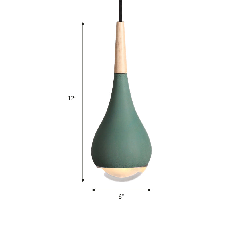 Nordic Cement Pear Pendant Lighting, 1 Light Grey/Red/Green Hanging Ceiling Lamp