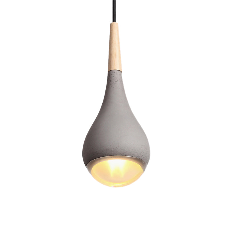 Nordic Cement Pear Pendant Lighting, 1 Light Grey/Red/Green Hanging Ceiling Lamp