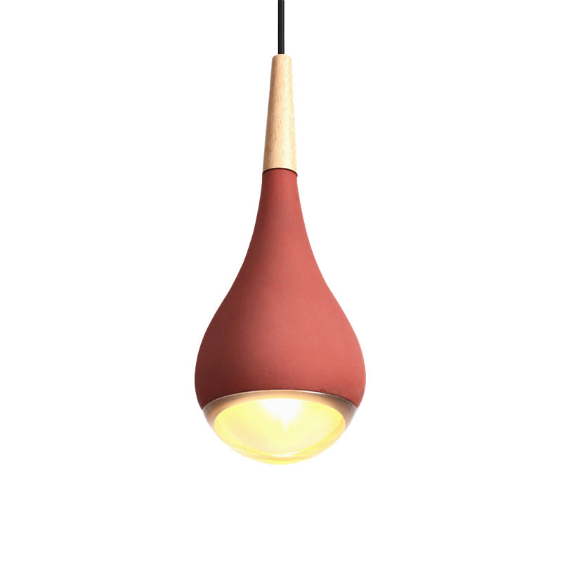 Nordic Cement Pear Pendant Lighting, 1 Light Grey/Red/Green Hanging Ceiling Lamp