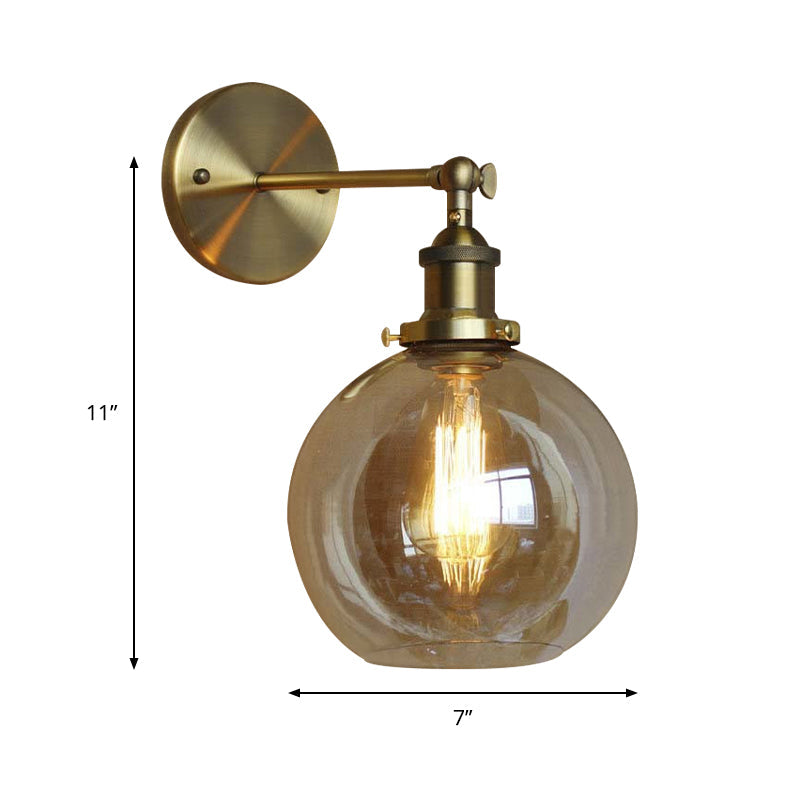 Industrial Clear Glass Globe Wall Sconce For Bedroom Lighting