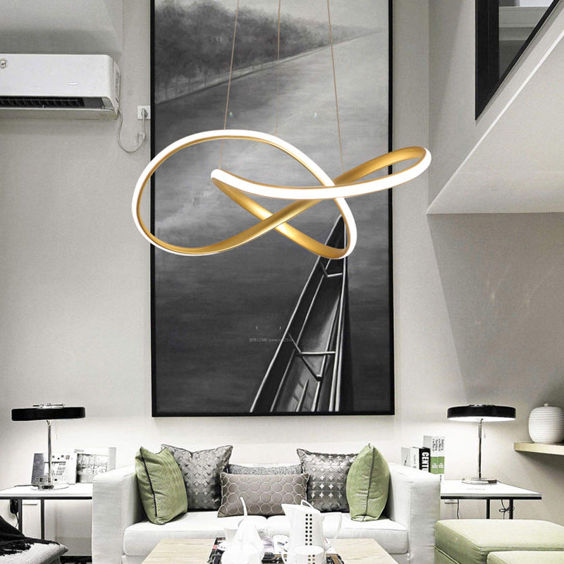 Sleek Curves Ceiling Light: Modern Led Chandelier Pendant In Warm/White Light Seamless Design