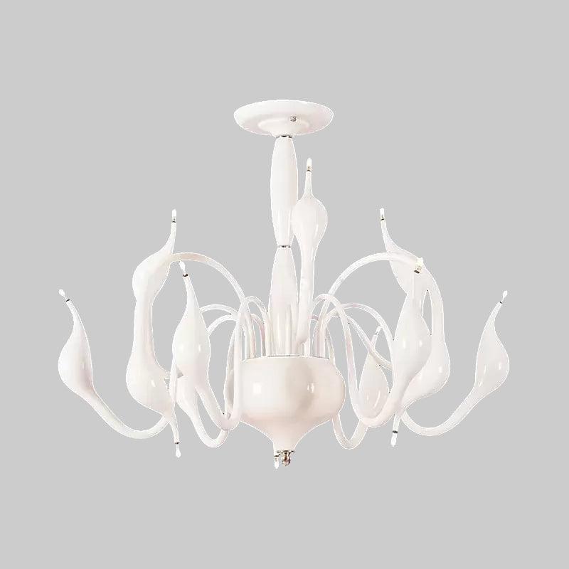 Swan Acrylic Shade White Ceiling Chandelier -12/18 Light Living Room Pendant