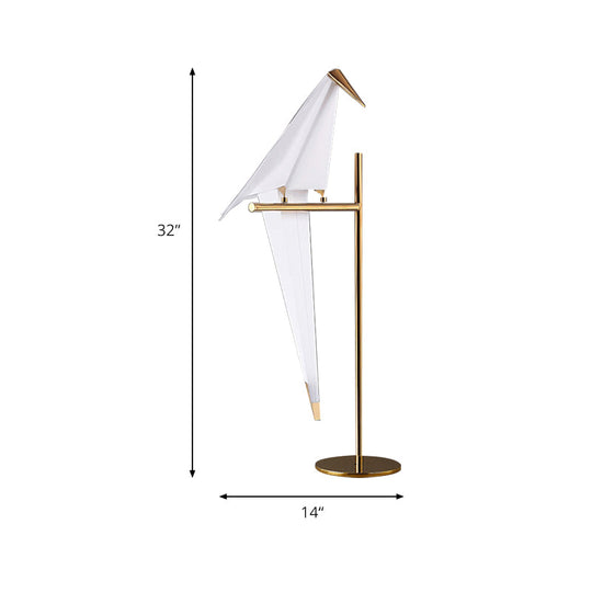 Contemporary Plastic Birdie Table Lamp With Gold Finish - Stylish Lighting For Living Room