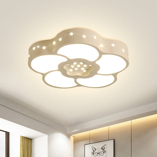 Chrome Crystal Led Ceiling Light Fixture With Simplicity Flower/Moon Design