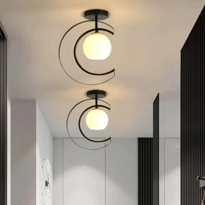 Nordic Creative Bedroom Iron Ceiling Lamp Warm Light / 5W Black