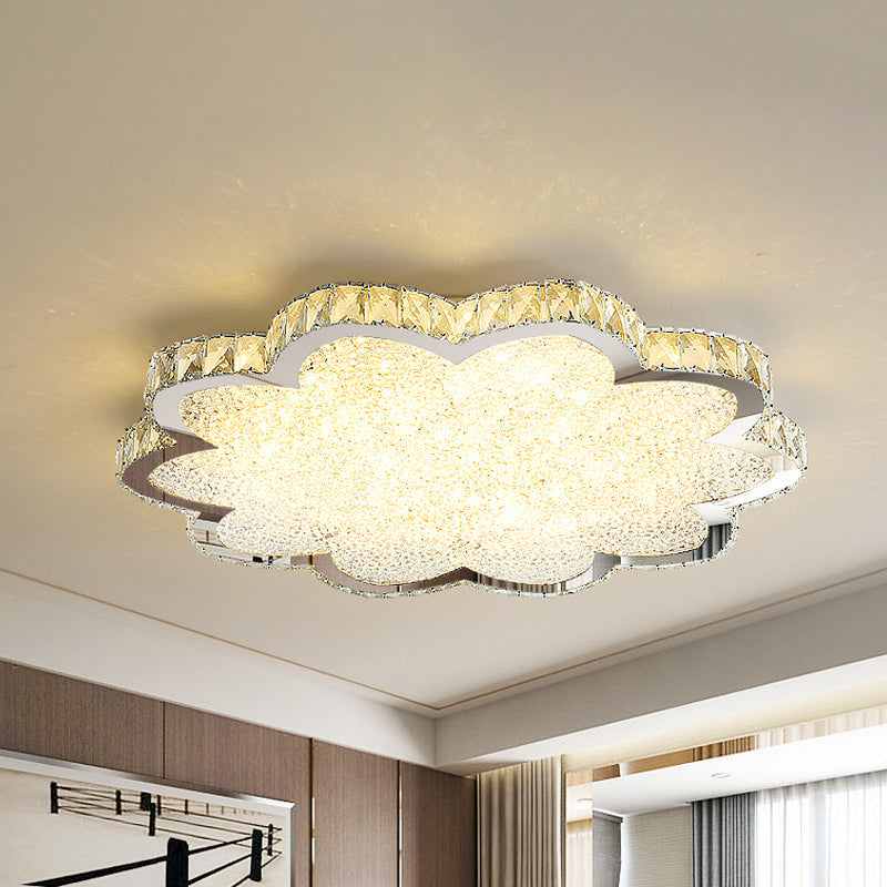 Clear Crystal Flush Mount Led Ceiling Light Fixture - Sleek Minimalist Design