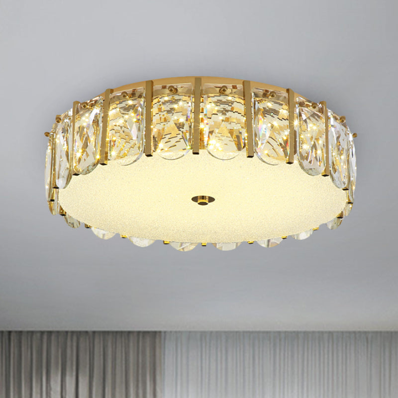 Modern Crystal Flush Mount Led Ceiling Light For Bedrooms With Stainless-Steel Finish Clear