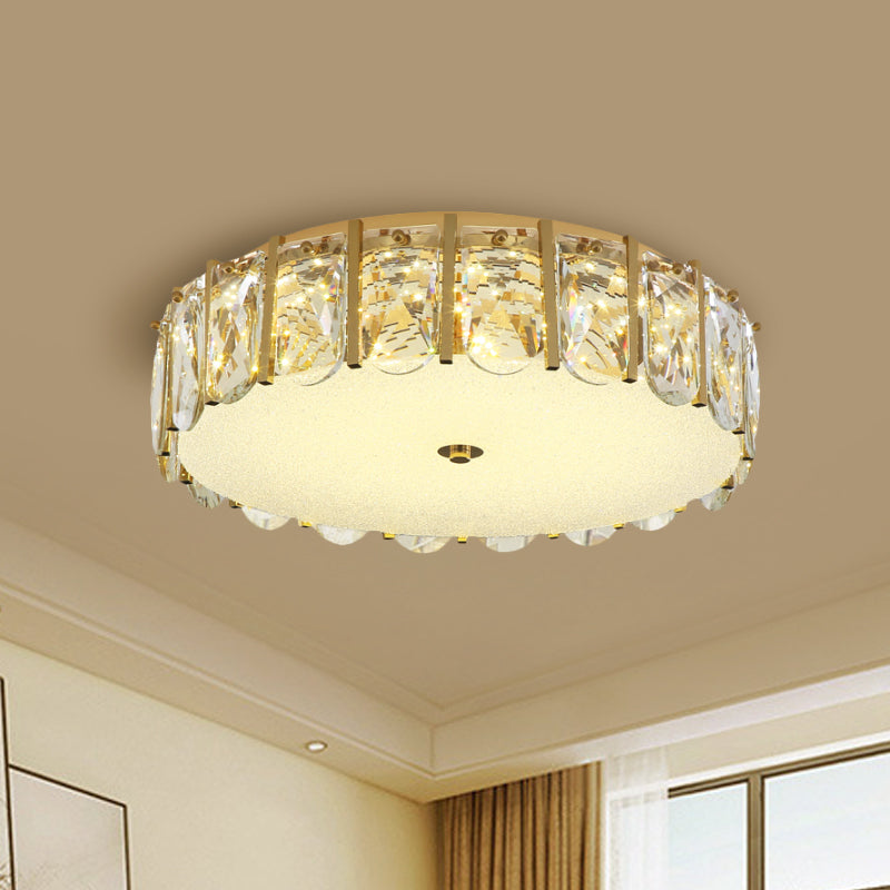 Modern Crystal Flush Mount Led Ceiling Light For Bedrooms With Stainless-Steel Finish