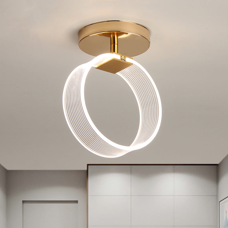 Modern Led Corridor Ceiling Lamp - Black/Gold Semi Flush Mount With Acrylic Shade Gold