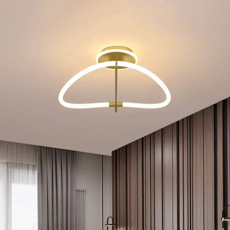 Contemporary Led Gold Ring Ceiling Light - Ideal For Bedroom Semi Flush Mount