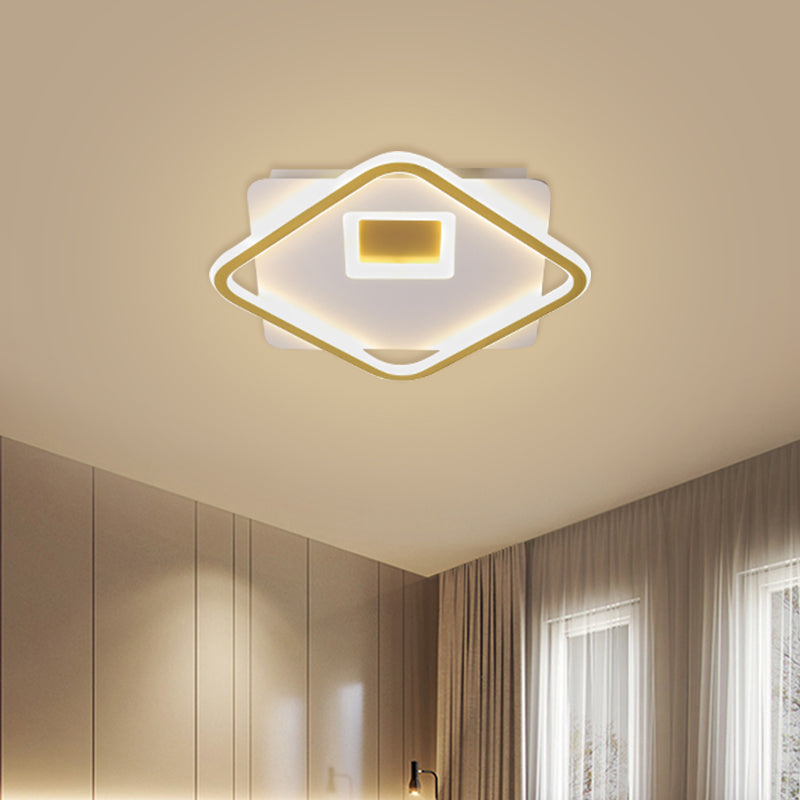 Modern Flush Mount Ceiling Light Fixture In Gold With Acrylic Led 16.5/20.5 Width
