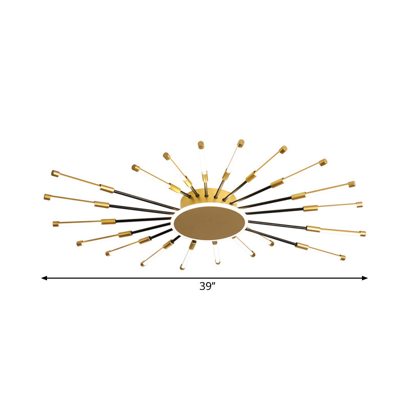 Minimalist Gold Sputnik Semi Mount Led Ceiling Lamp Warm/White Light 23.5/39 Width