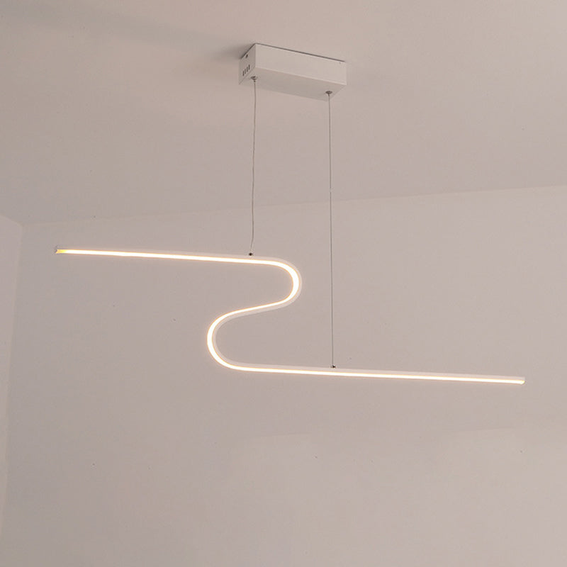S-Shape Island Pendant Metal Ceiling Lamp In Warm/White Light - Modern Design White / Warm