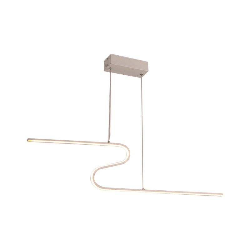 S-Shape Island Pendant Metal Ceiling Lamp In Warm/White Light - Modern Design