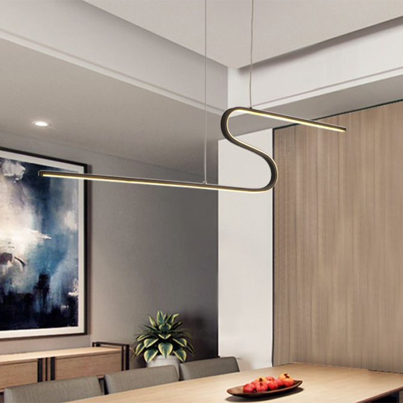 S-Shape Island Pendant Metal Ceiling Lamp In Warm/White Light - Modern Design