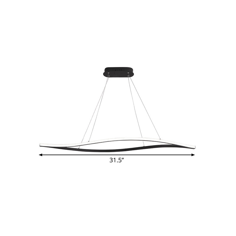 31.5/39 Simple Led Island Lamp With Black Leaf Frame - Ceiling Hang Fixture In Warm/White Light