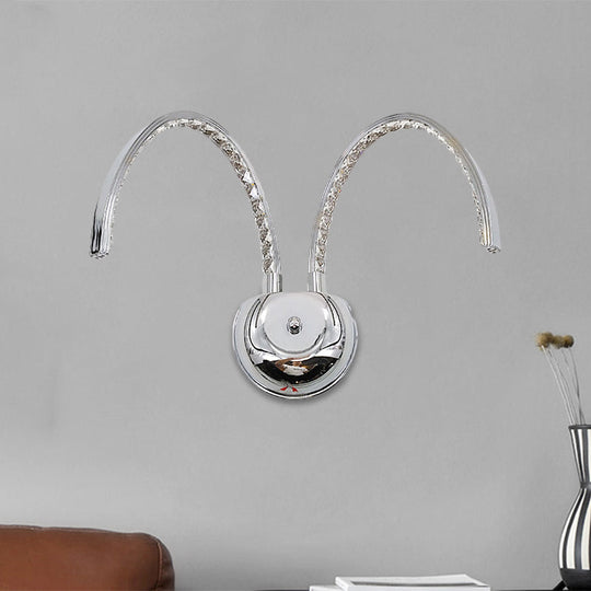 Modern Chrome Led Wall Lamp With Symmetric Arch Design In Warm/White Light / White