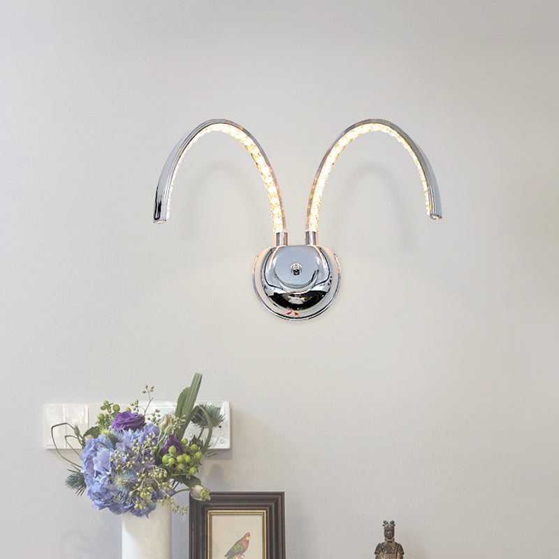Modern Chrome Led Wall Lamp With Symmetric Arch Design In Warm/White Light
