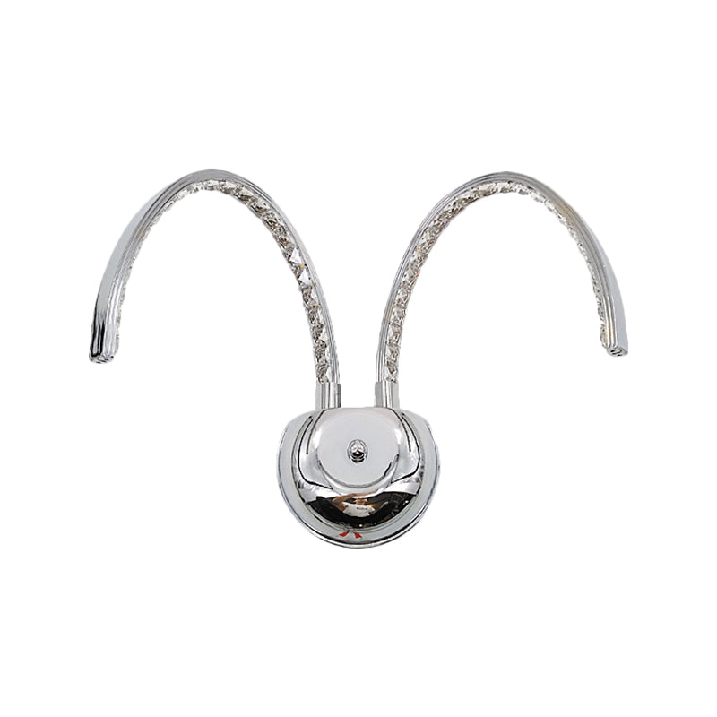 Modern Chrome Led Wall Lamp With Symmetric Arch Design In Warm/White Light