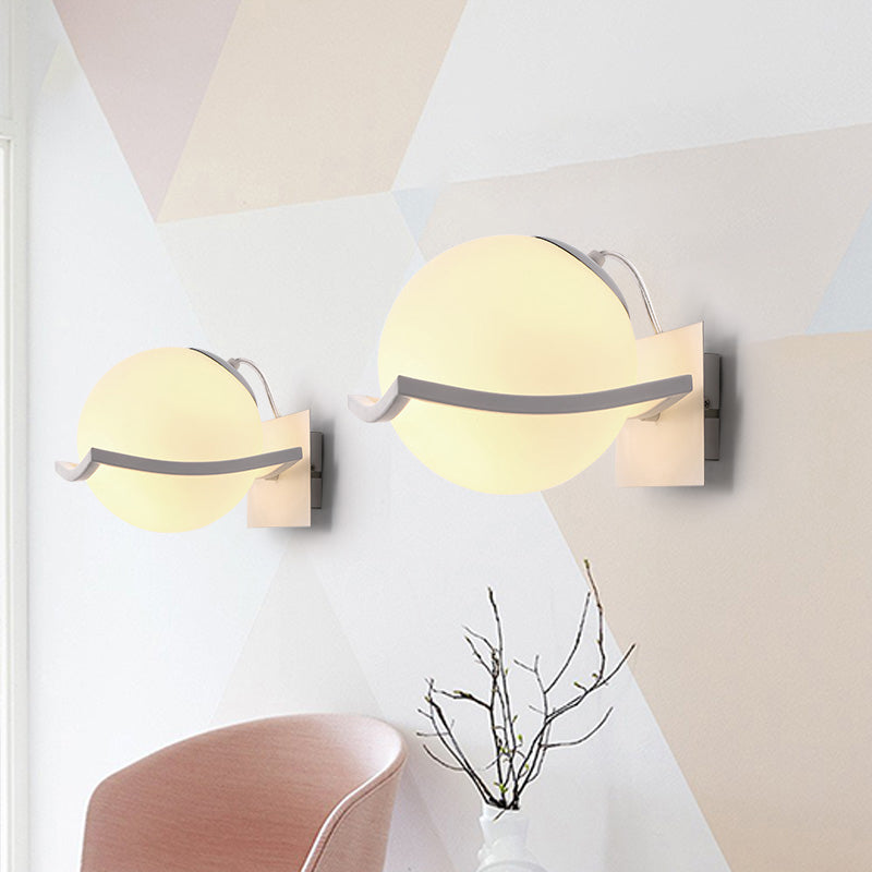 Modern White Sphere Opal Glass Kitchen Wall Sconce With 1 Light