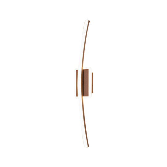 Curved Linear Aluminum Led Wall Sconce In Simplicity Gold/Coffee - Ideal Dining Room Lighting