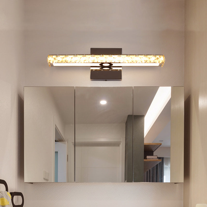 Simple Crystal Led Vanity Wall Light - Sleek Chrome Mounted Lighting