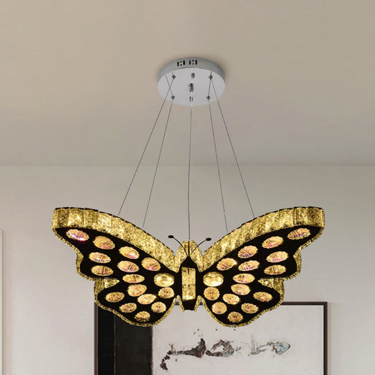 Modern LED Clear Crystal Butterfly Suspension Chandelier in Warm/White Light