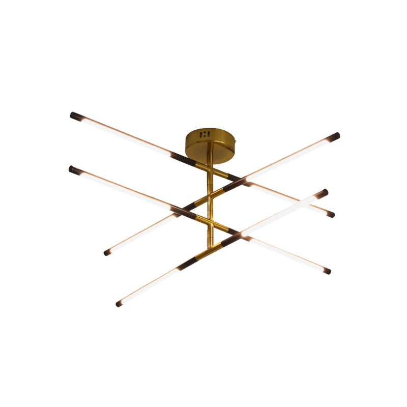 Black & Gold Linear Ceiling Chandelier - Modern Style with 8 Heads