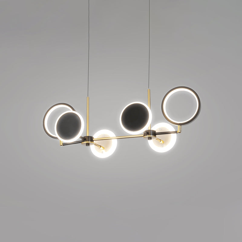 Retro Island Ceiling Lamp: 6 Bulbs, Black/Gold Metallic Shade, Warm/White Light