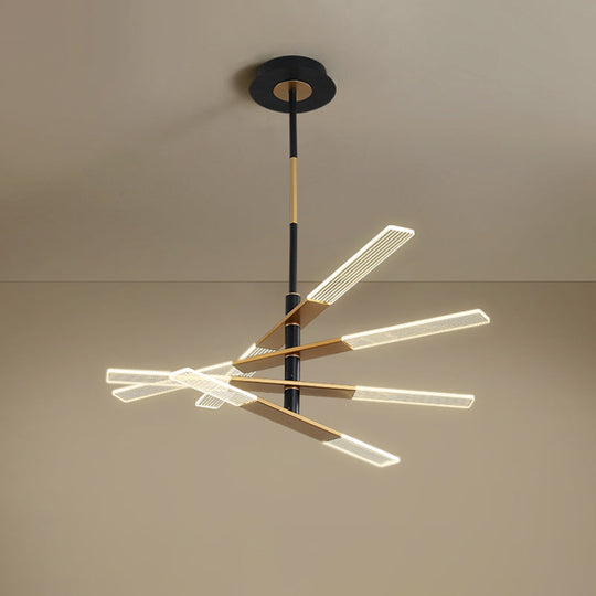 Modern LED Pendant Chandelier in Black-Gold, Warm/White Light - 31.5"/35.5" Wide