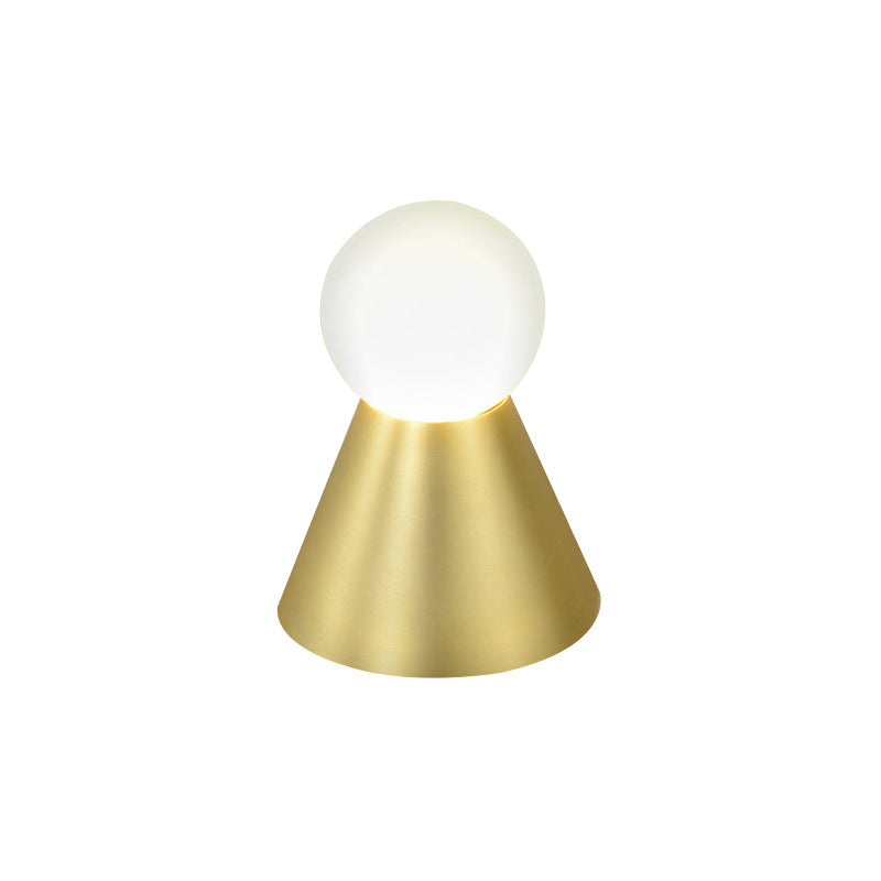 Metal Conical Sconce Wall Light - Modern Golden Lamp With Frosted Glass Shade