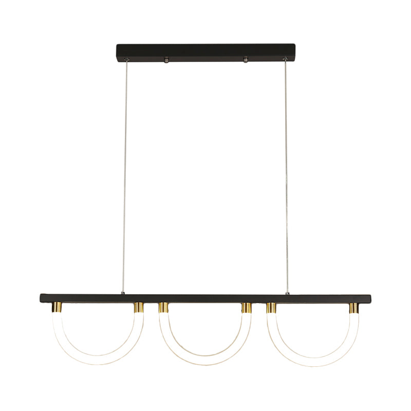 Contemporary Black/Gold Kitchen Island Lamp - Acrylic Semicircle Design (3 Lights)