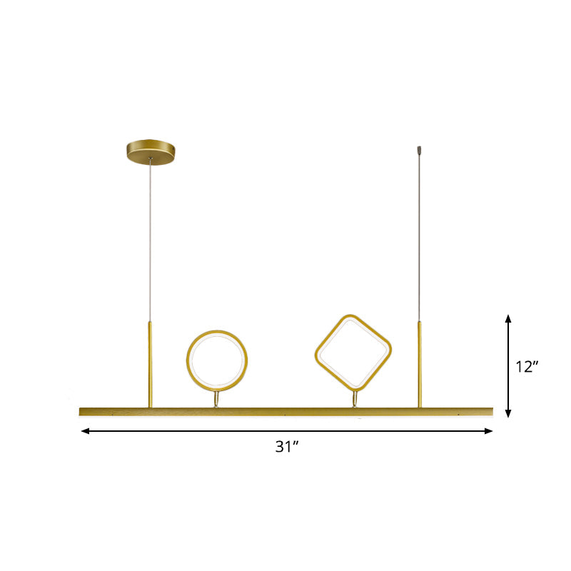 Geometric Island Pendant Led Ceiling Fixture In Gold With Warm/White Light - Minimalist Design