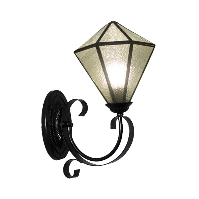 Prismatic Retro Glass Sconce - Clear 1-Light Wall Fixture For Hallway