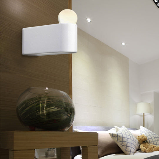 Modern Led Milk Glass Wall Lamp With White Ball Design Available In Small Medium And Large Sizes Or