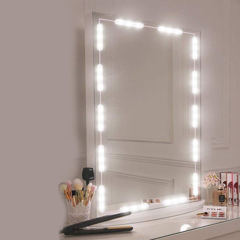 Contemporary White Led Vanity Strip Light: Plastic Linear Make-Up Lighting For Dressing Room
