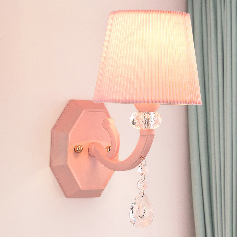 Pink Fabric And Crystal Wall Sconce For Girls Bedrooms Or Kids Rooms 1 /
