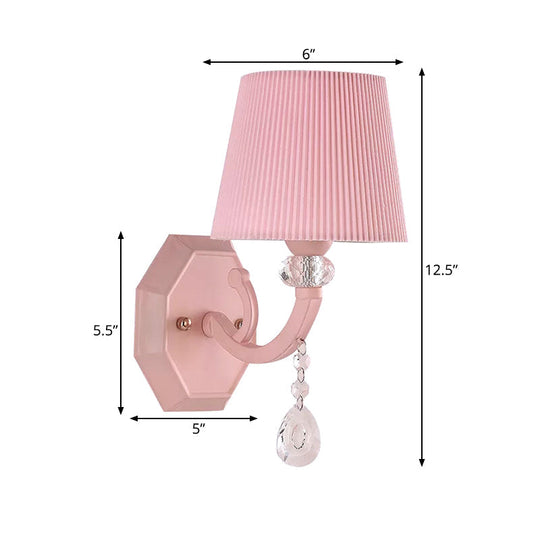Pink Fabric And Crystal Wall Sconce For Girls Bedrooms Or Kids Rooms