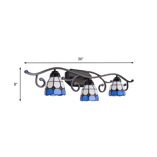 Tiffany Blue Glass Dome Wall Mount Light with 3 Lights Ideal for Liv